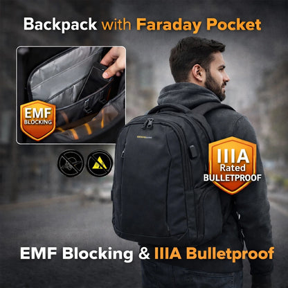 ⛨ IIIA Bulletproof Backpack with Anti-RFID/EMF Pockets